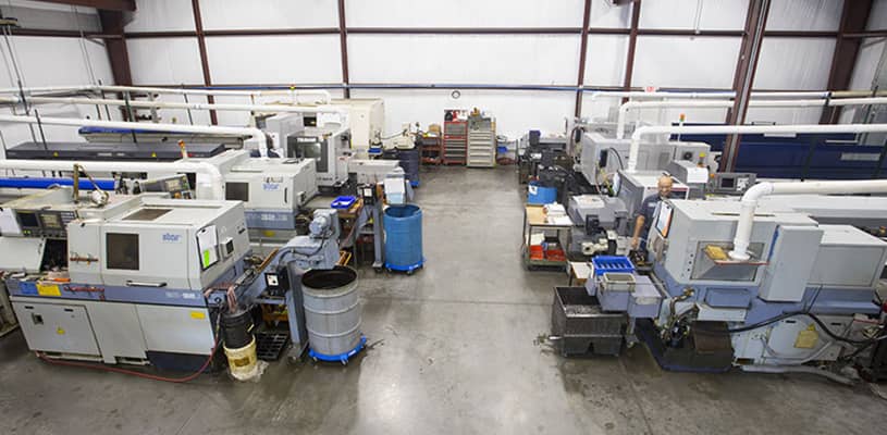 Aerial view of machining equipment